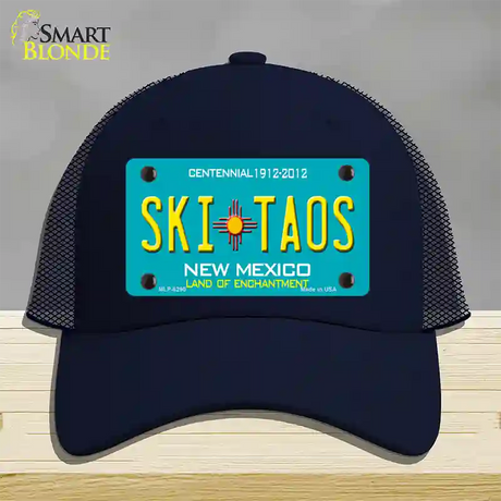 Ski Taos Teal New Mexico Novelty License Plate Hat Mesh / Navy