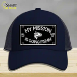 My Mission Is Fishin Novelty License Plate Hat Mesh / Navy