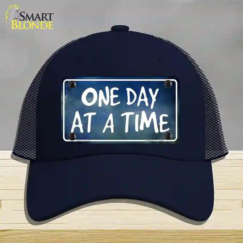 One Day At A Time Novelty License Plate Hat Mesh / Navy