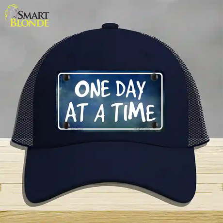 One Day At A Time Novelty License Plate Hat Mesh / Navy