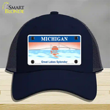 Michigan Great Lakes Blank Novelty License Plate Hat Mesh / Navy