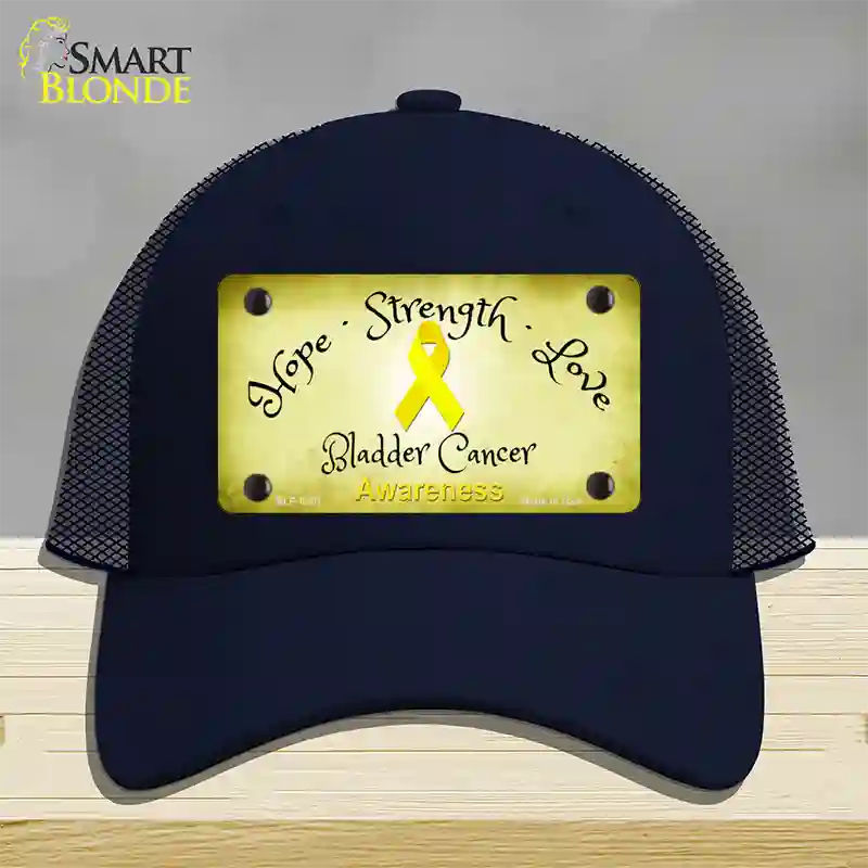 Bladder Cancer Ribbon Novelty License Plate Hat Mesh / Navy