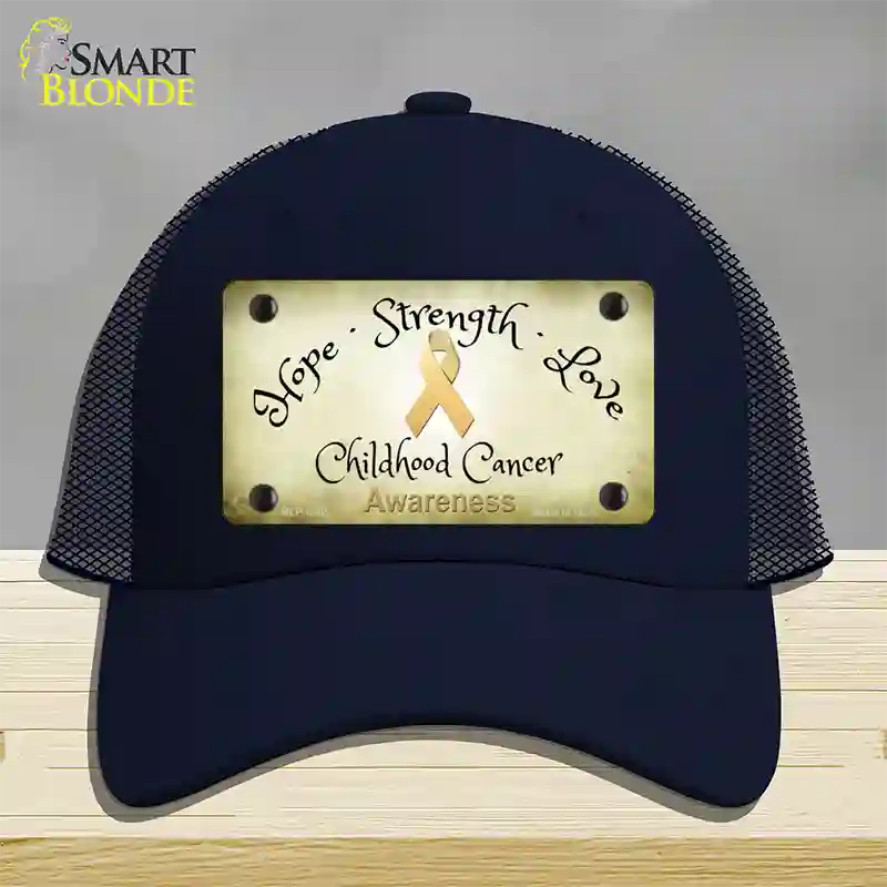 Childhood Cancer Ribbon Novelty License Plate Hat Mesh / Navy