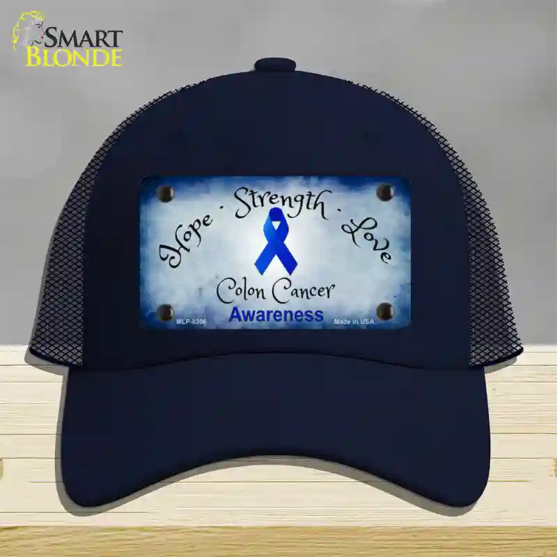 Colon Cancer Ribbon Novelty License Plate Hat Mesh / Navy