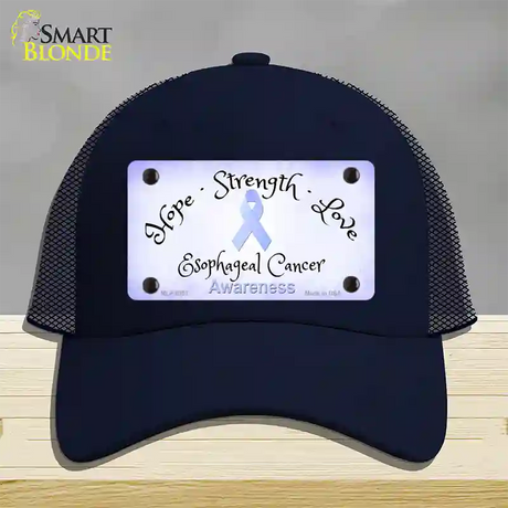 Esophageal Cancer Ribbon Novelty License Plate Hat Mesh / Navy