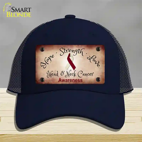 Head and Neck Cancer Ribbon Novelty License Plate Hat Mesh / Navy