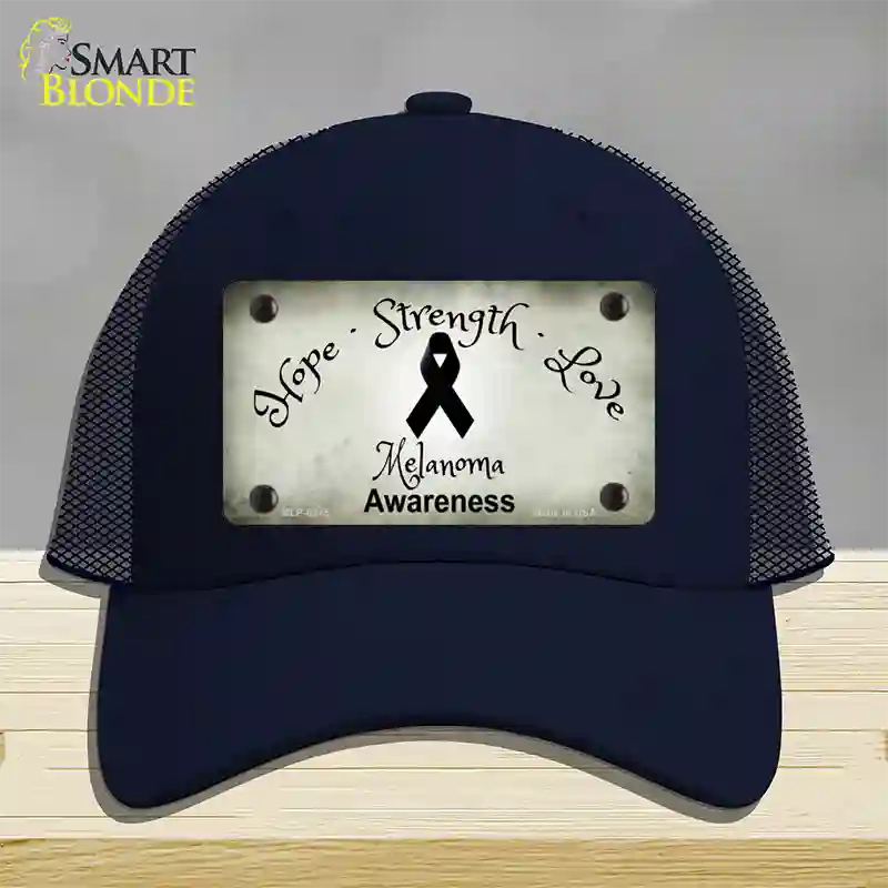 Melanoma Cancer Ribbon Novelty License Plate Hat Mesh / Navy