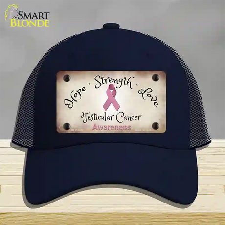 Testicular Cancer Ribbon Novelty License Plate Hat Mesh / Navy