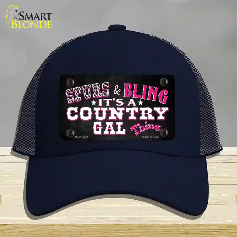 Spurs and Bling Novelty License Plate Hat Mesh / Navy