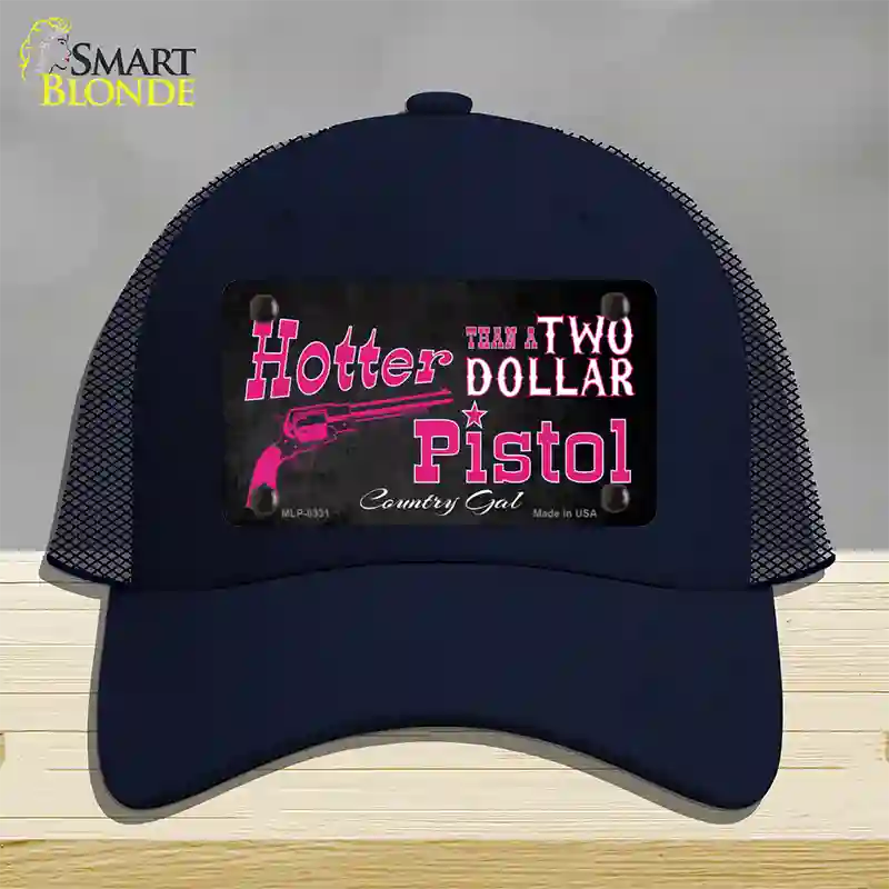 Two Dollar Pistol Novelty License Plate Hat Mesh / Navy