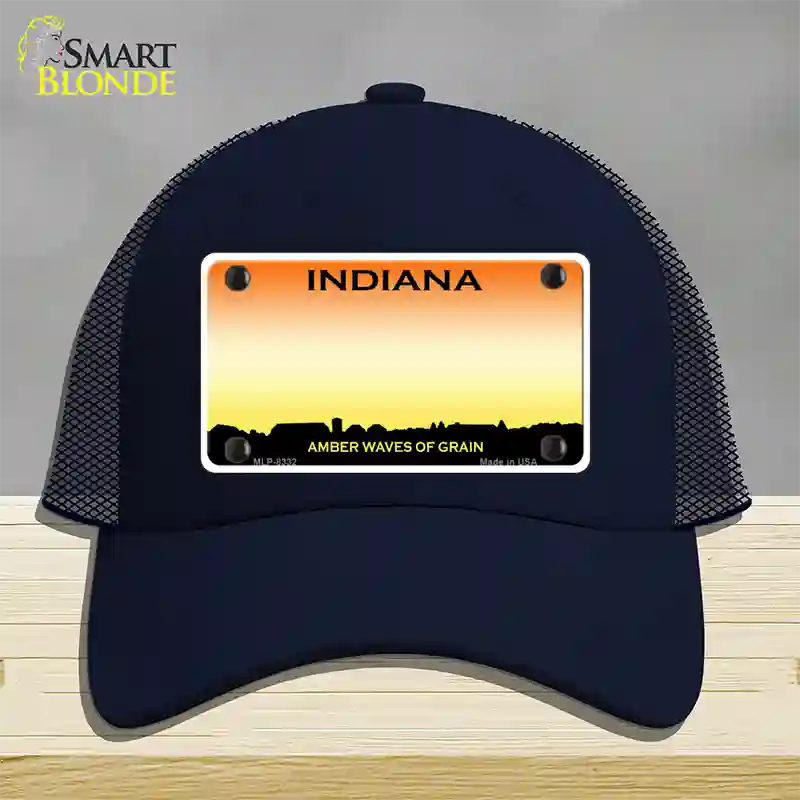 Indiana Amber Blank Novelty License Plate Hat Mesh / Navy