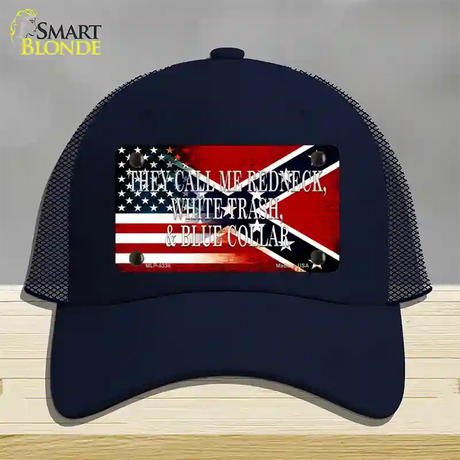 They Call Me Redneck Novelty License Plate Hat Mesh / Navy