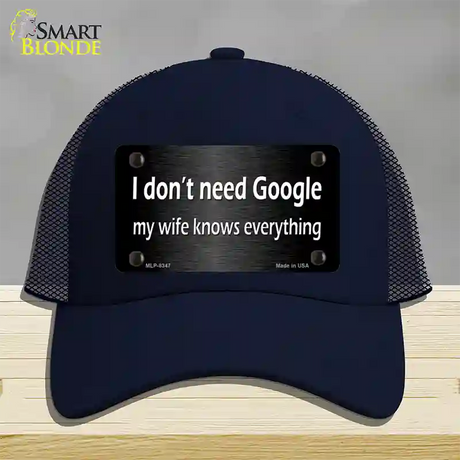 Dont Need Google Novelty License Plate Hat Mesh / Navy