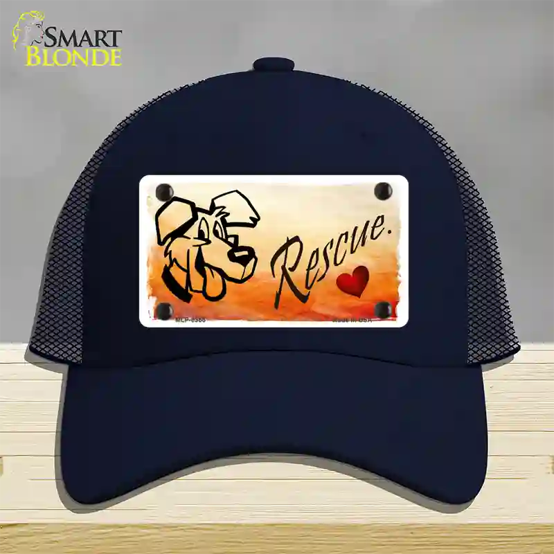 Rescue Dog Novelty License Plate Hat Mesh / Navy