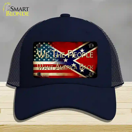 We The People American Confederate Novelty License Plate Hat Mesh / Navy