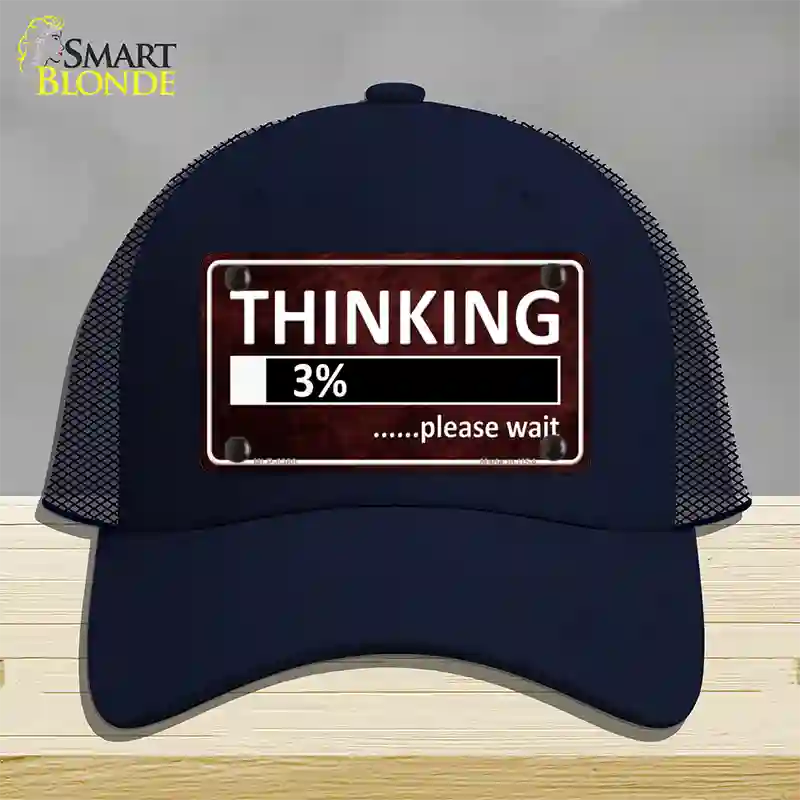 Thinking Please Wait Novelty License Plate Hat Mesh / Navy