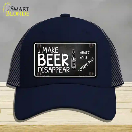 I Make Beer Disappear Novelty License Plate Hat Mesh / Navy