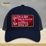 Yes Im A Girl Novelty License Plate Hat Mesh / Navy