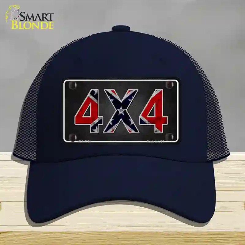 4x4 Confederate Novelty License Plate Hat Mesh / Navy