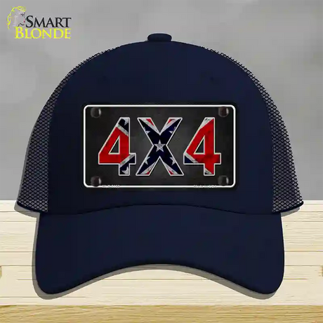 4x4 Confederate Novelty License Plate Hat Mesh / Navy