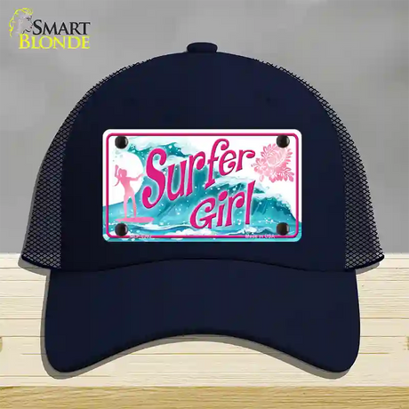 Surfer Girl Novelty License Plate Hat Mesh / Navy