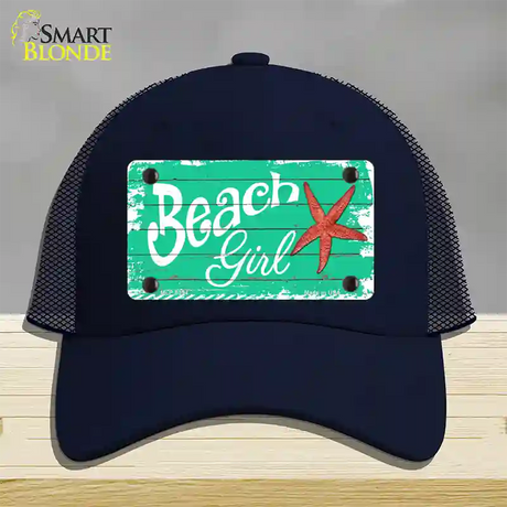 Beach Girl Novelty License Plate Hat Mesh / Navy