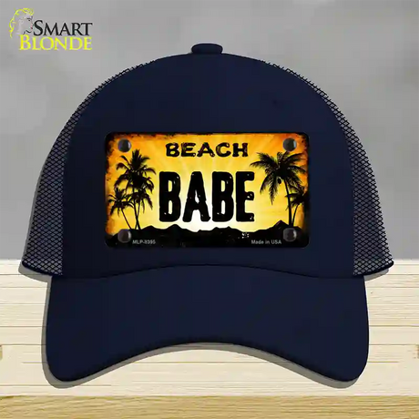 Beach Babe Novelty License Plate Hat Mesh / Navy