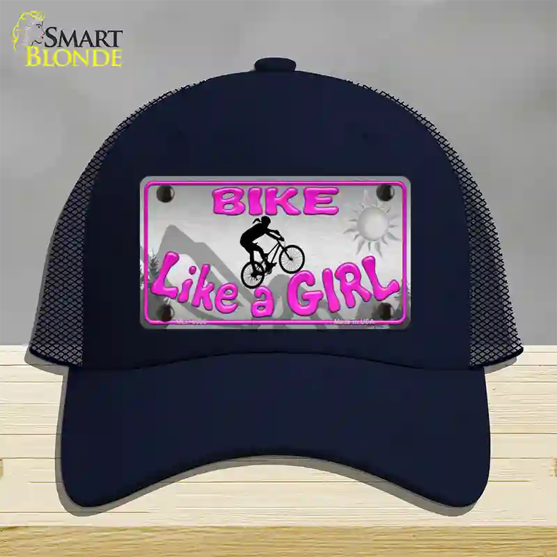 Bike Like A Girl Novelty License Plate Hat Mesh / Navy