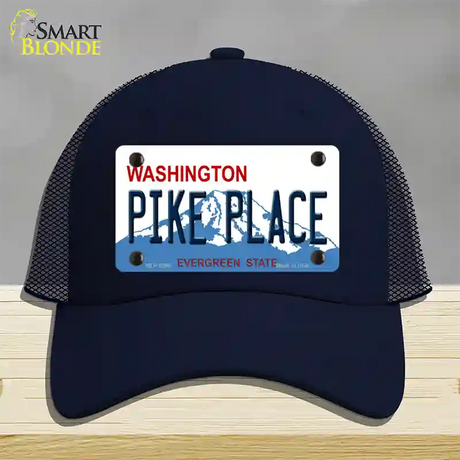 Pike Place Washington Novelty License Plate Hat Mesh / Navy