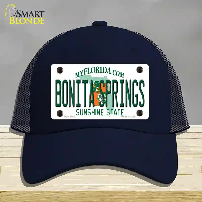 Bonita Springs Florida Novelty License Plate Hat Mesh / Navy