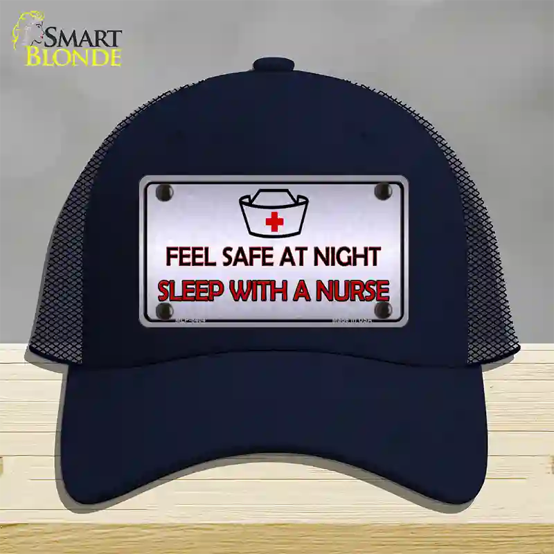 Feel Safe At Night Novelty License Plate Hat Mesh / Navy