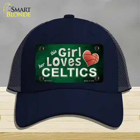 This Girl Loves Her Celtics Novelty License Plate Hat Mesh / Navy