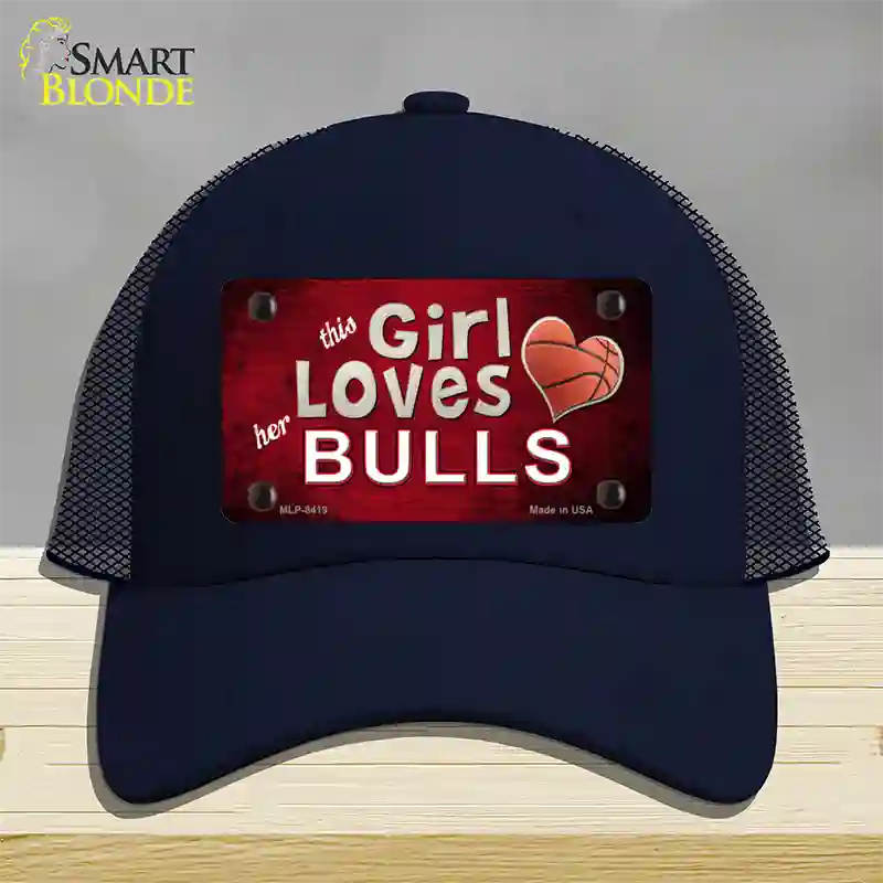 This Girl Loves Her Bulls Novelty License Plate Hat Mesh / Navy