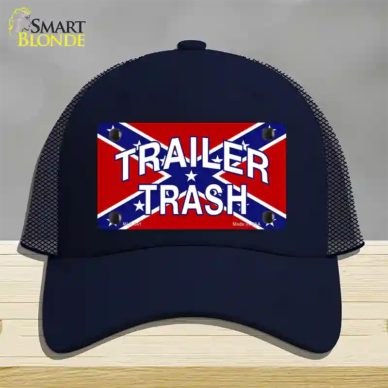 Trailer Trash Confederate Flag Novelty License Plate Hat Mesh / Navy