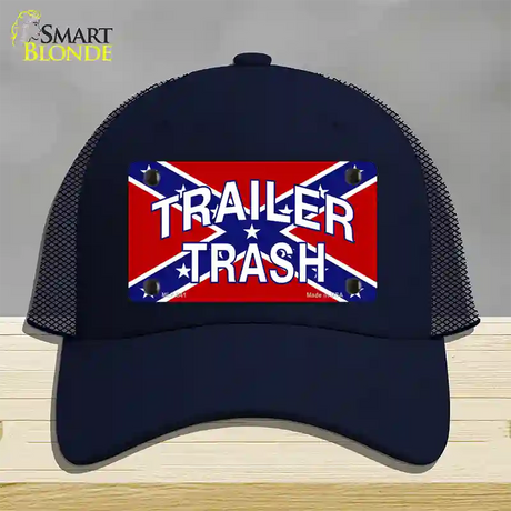 Trailer Trash Confederate Flag Novelty License Plate Hat Mesh / Navy