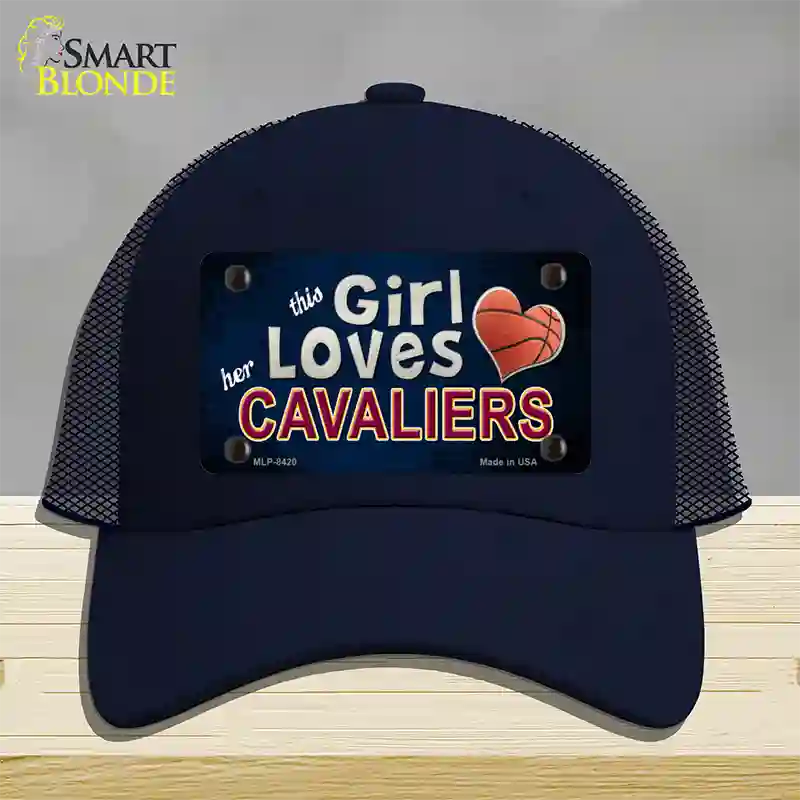 This Girl Loves Her Cavaliers Novelty License Plate Hat Mesh / Navy