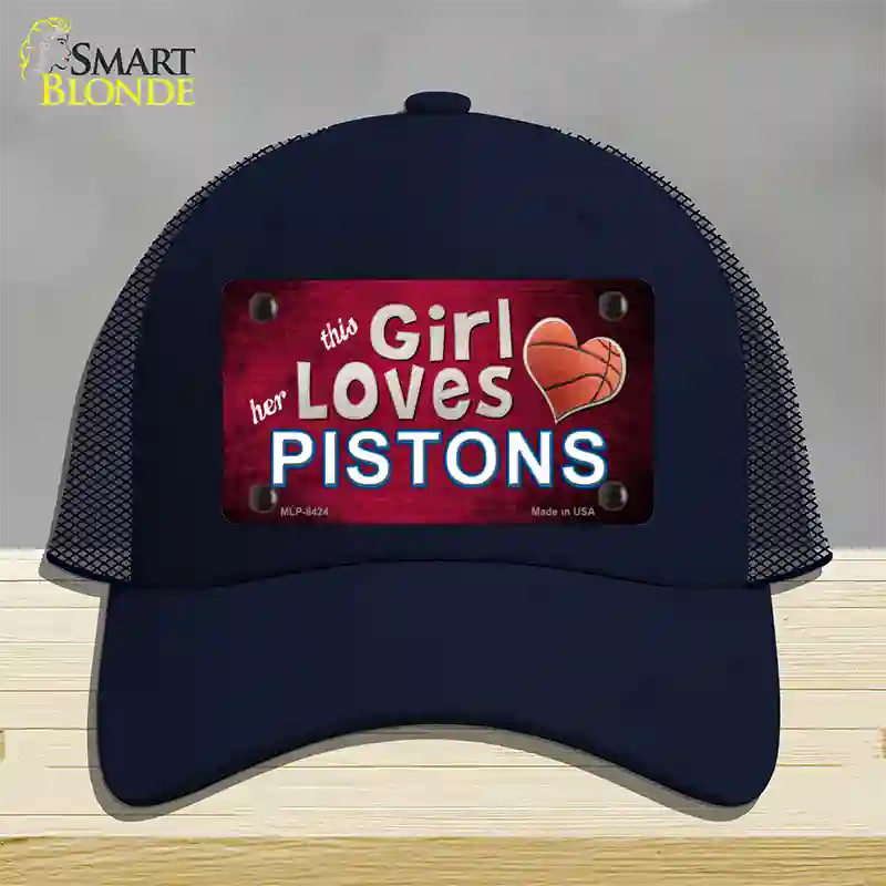 This Girl Loves Her Pistons Novelty License Plate Hat Mesh / Navy