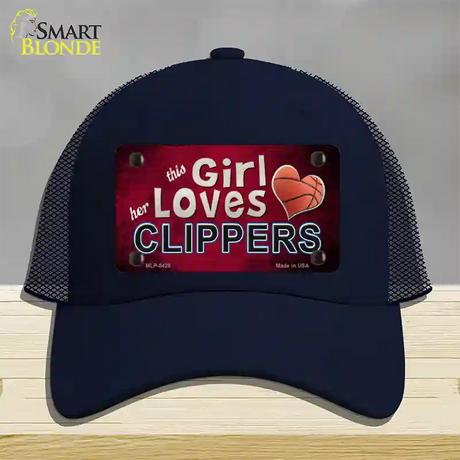 This Girl Loves Her Clippers Novelty License Plate Hat Mesh / Navy