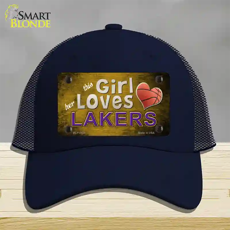 This Girl Loves Her Lakers Novelty License Plate Hat Mesh / Navy