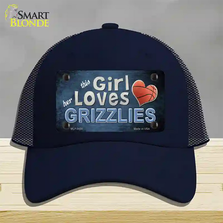 This Girl Loves Her Grizzlies Novelty License Plate Hat Mesh / Navy