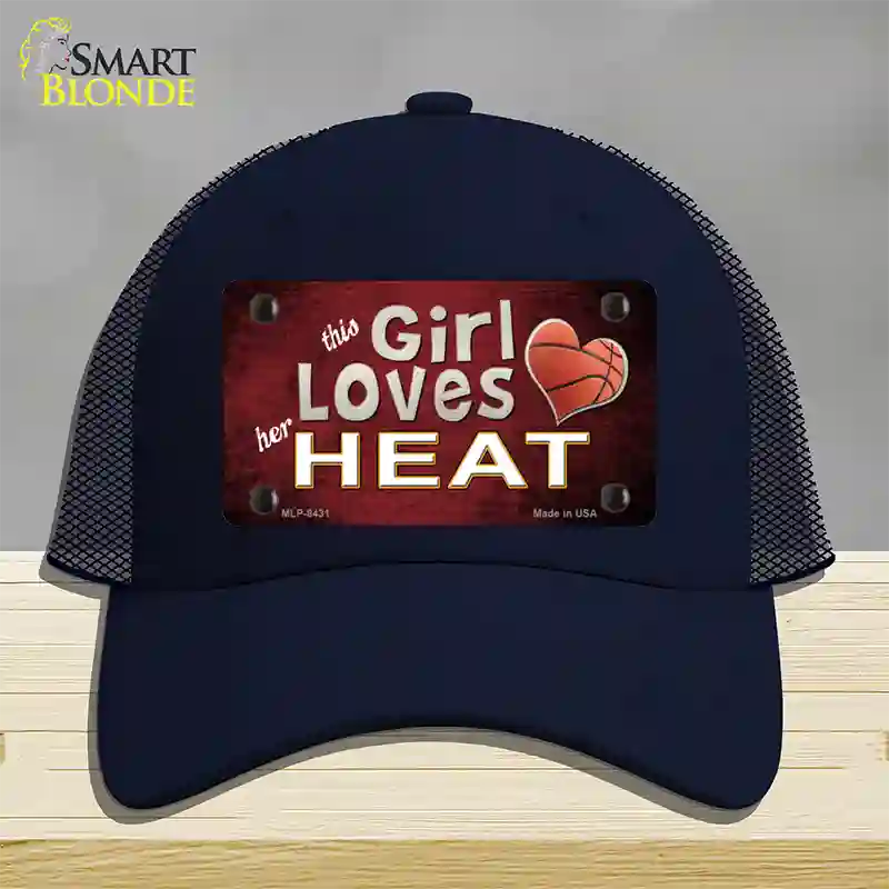 This Girl Loves Her Heat Novelty License Plate Hat Mesh / Navy