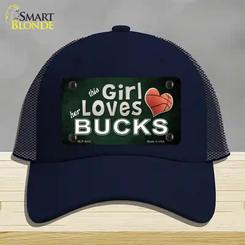 This Girl Loves Her Bucks Novelty License Plate Hat Mesh / Navy