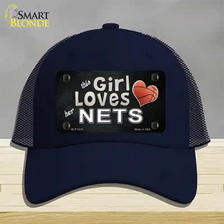 This Girl Loves Her Nets Novelty License Plate Hat Mesh / Navy