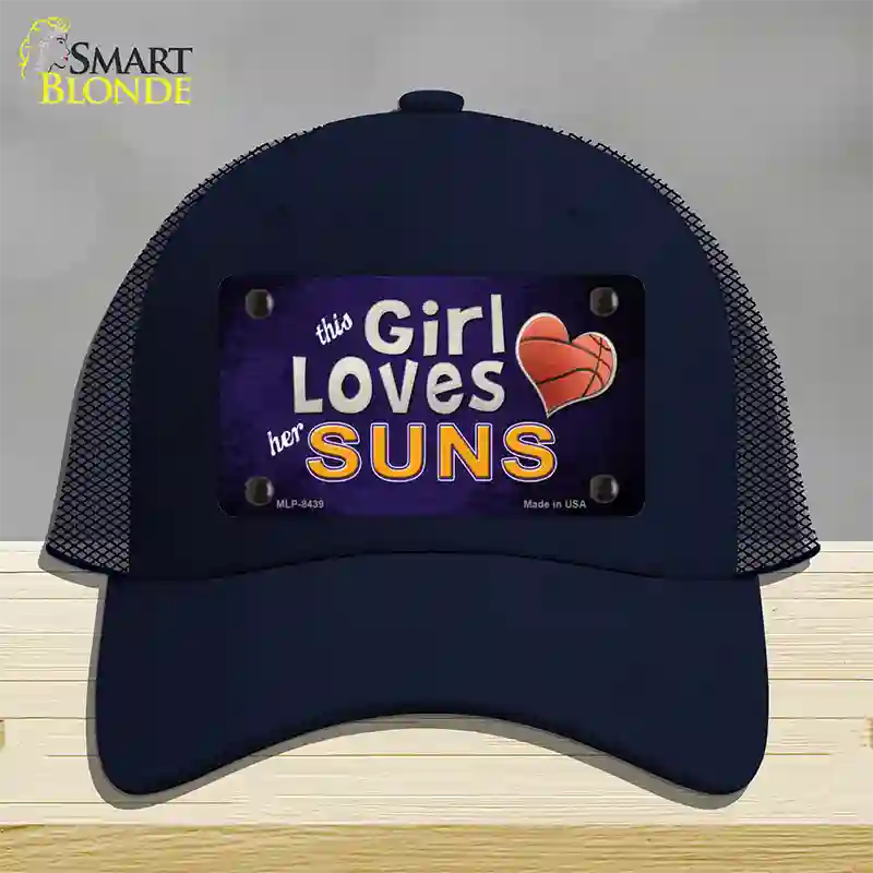 This Girl Loves Her Suns Novelty License Plate Hat Mesh / Navy