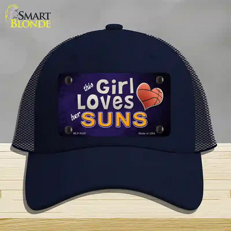 This Girl Loves Her Suns Novelty License Plate Hat Mesh / Navy