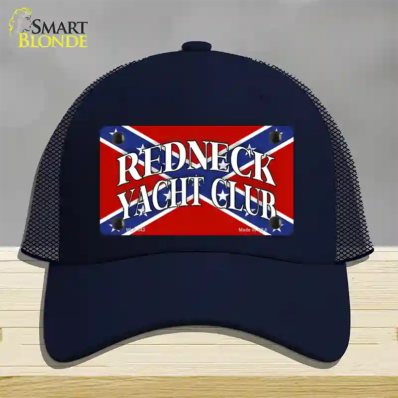 Redneck Yacht Club Novelty License Plate Hat Mesh / Navy