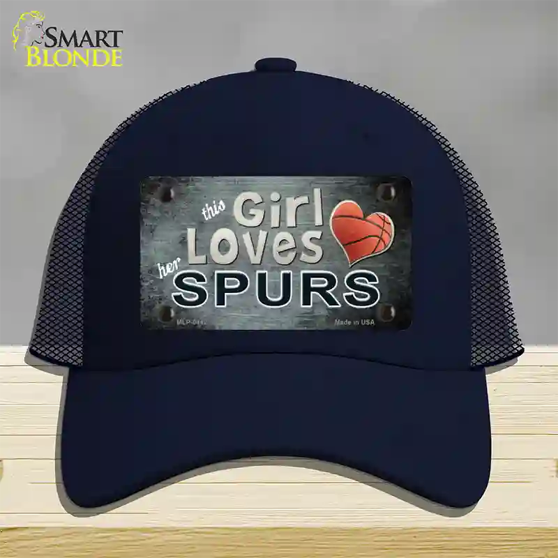 This Girl Loves Her Spurs Novelty License Plate Hat Mesh / Navy