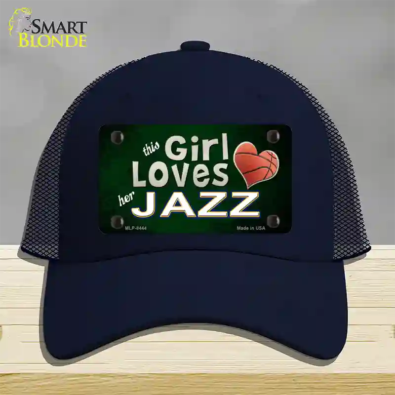 This Girl Loves Her Jazz Novelty License Plate Hat Mesh / Navy