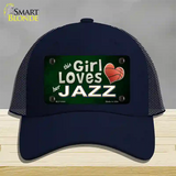 This Girl Loves Her Jazz Novelty License Plate Hat Mesh / Navy