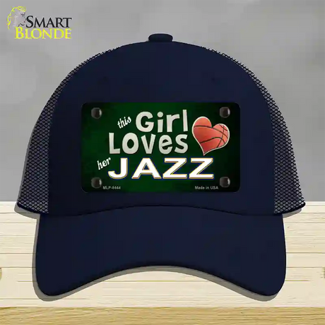 This Girl Loves Her Jazz Novelty License Plate Hat Mesh / Navy